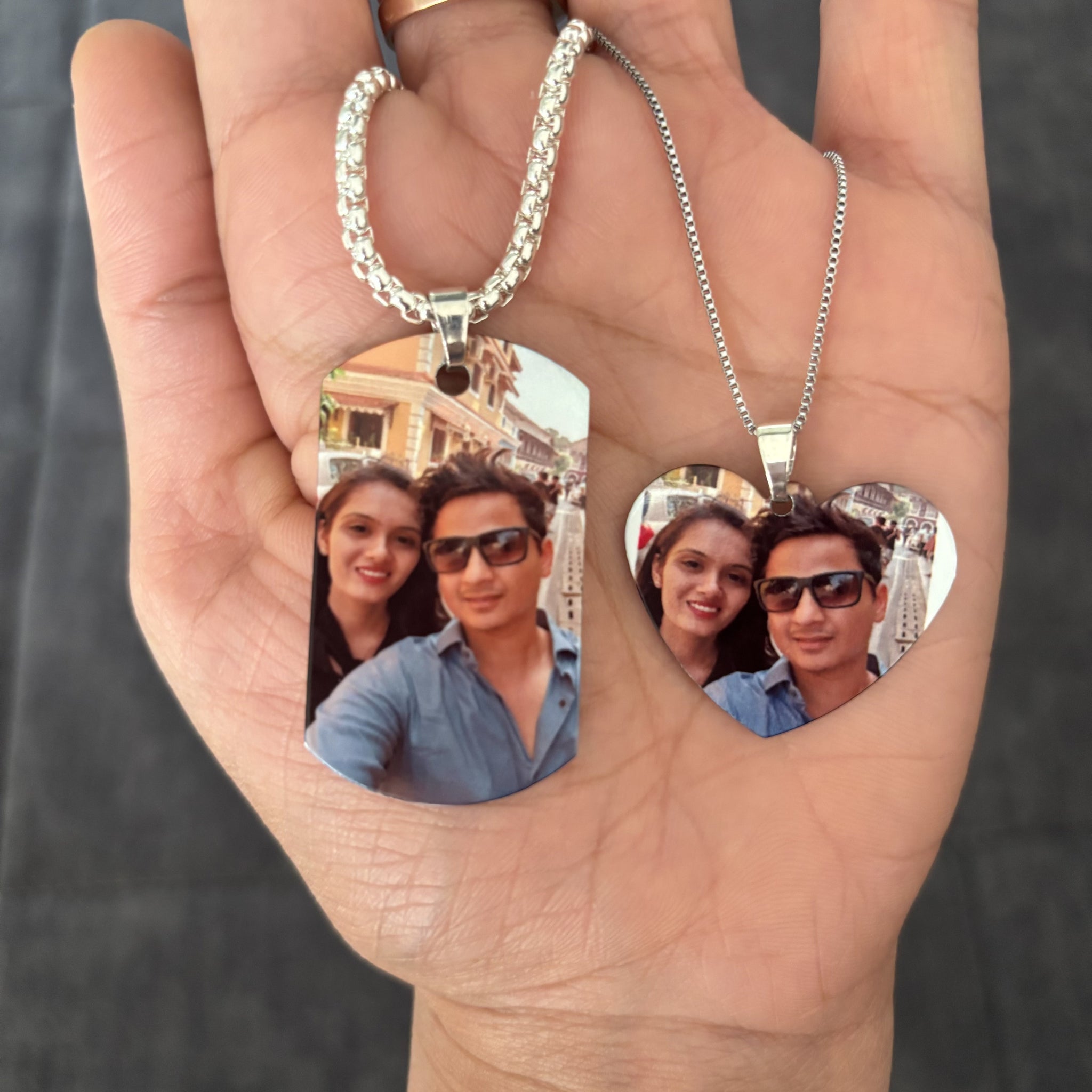 Customize Photo Necklace for Men and Women Combo