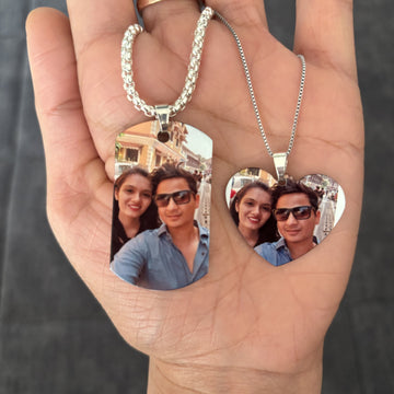 Customize Photo Necklace for Men and Women Combo