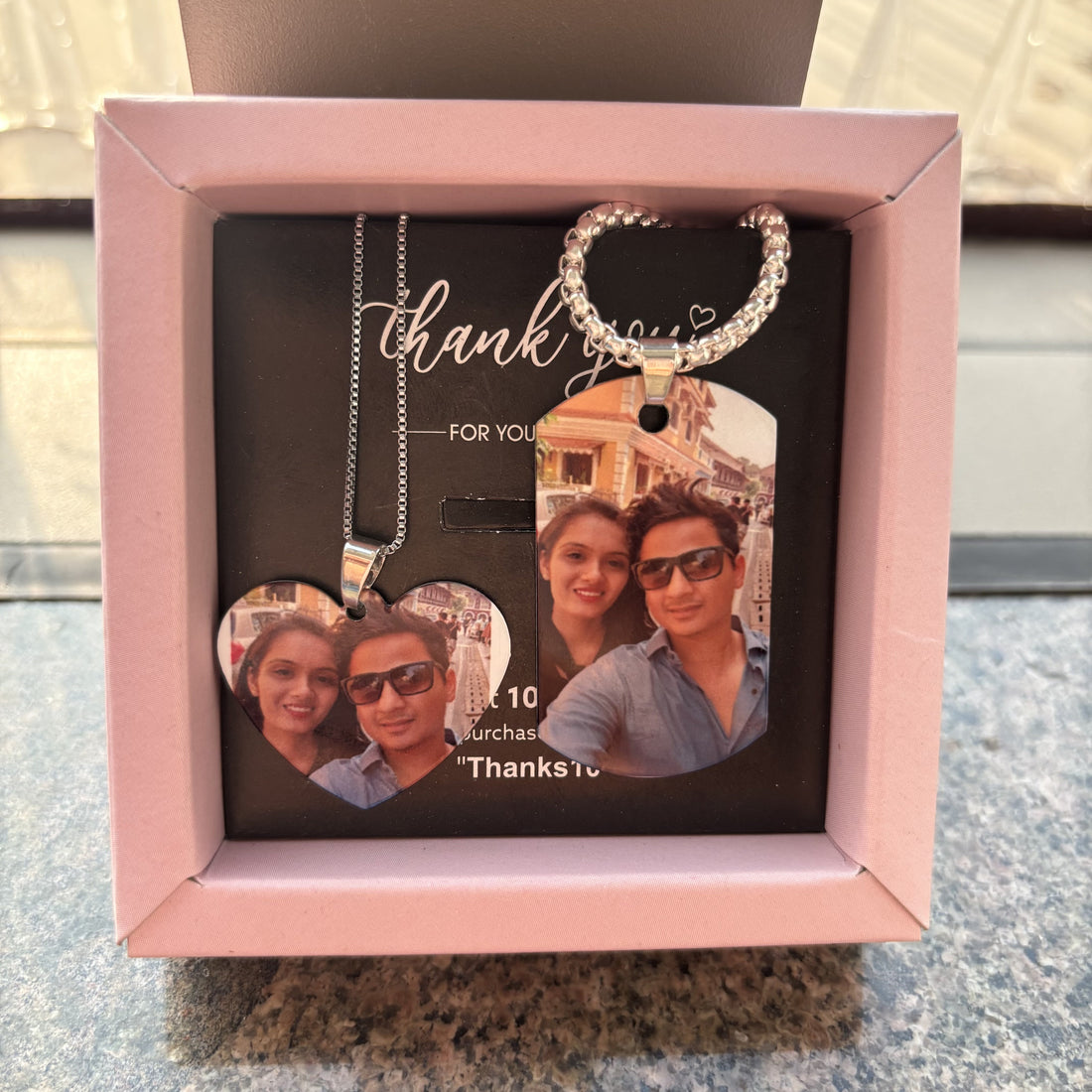 Customize Photo Necklace for Men and Women Combo