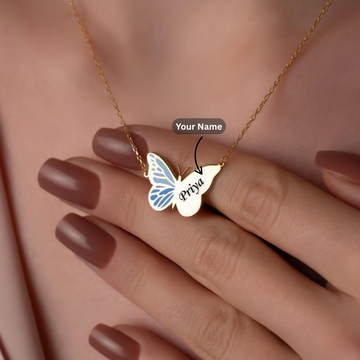 Butterfly Engraved Name Necklace