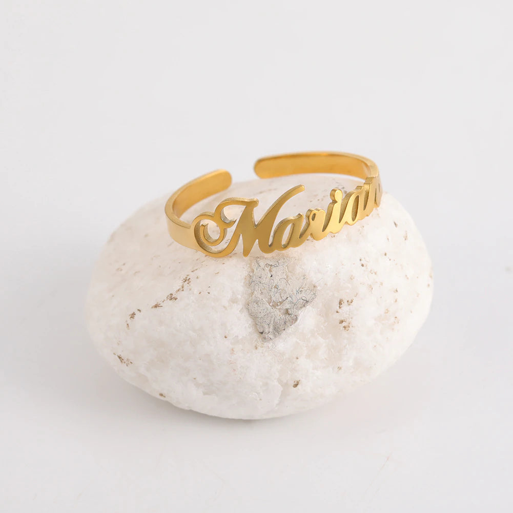 Customize Gold Single Name Ring