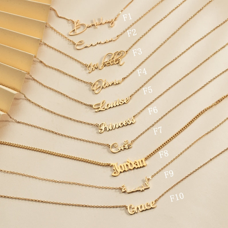 Custom 18K Gold Name Necklace, Personalized Name Necklaces, Silver Necklace with Name, Bridesmaid Gifts, Mother's Day Gift, Gift for Her