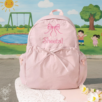 Personalized Kids Backpack with Bow: Embroidered Name Book Bag.Toddler School Bag Gift