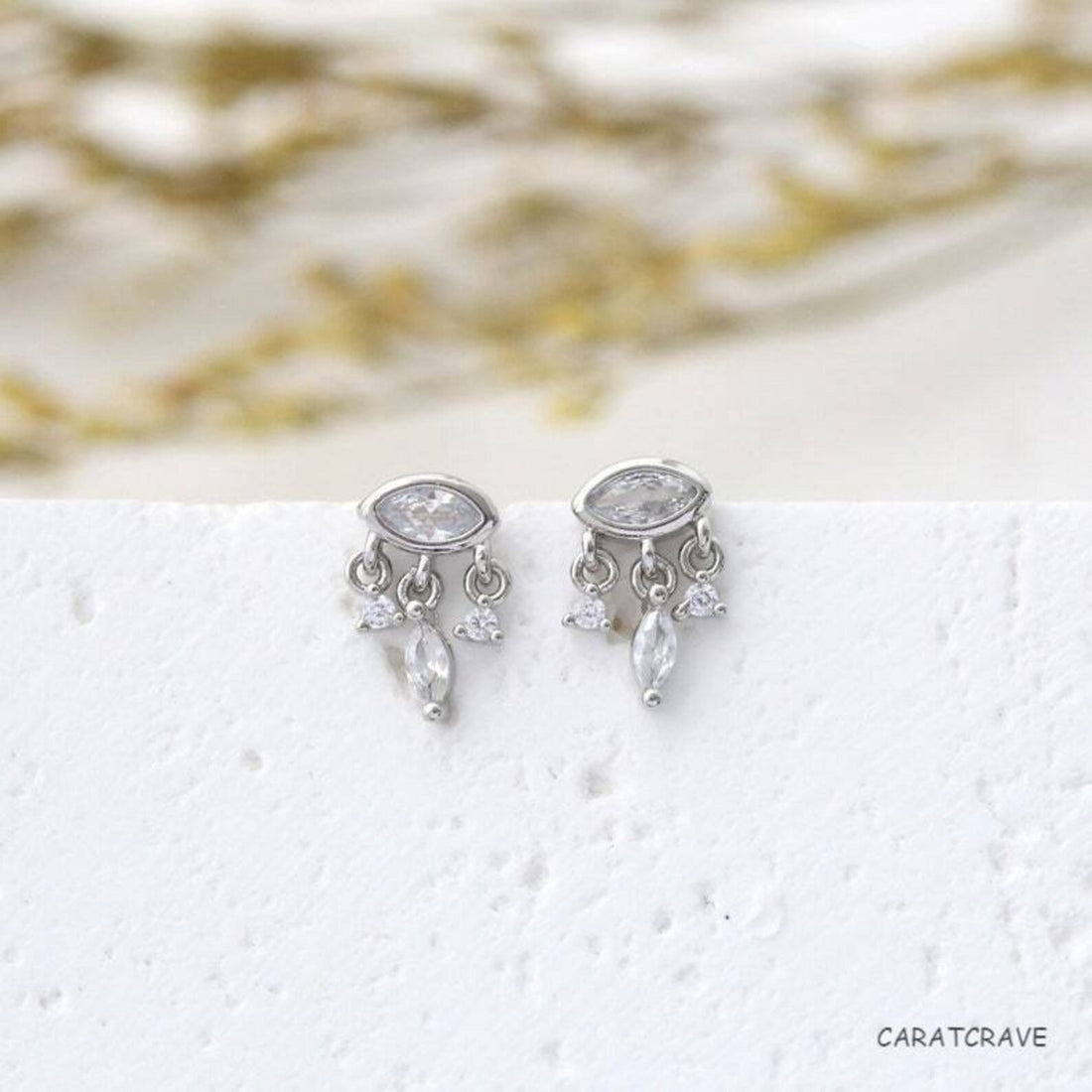 Cosmic Eye Stud Earrings: Sparkling Zirconia Stones