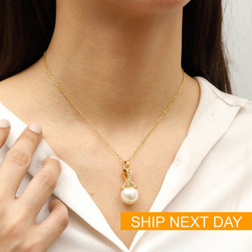 Engraved Vintage Pearl Urn Necklace