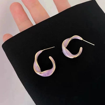 Lilac Twisted Hoop Earrings
